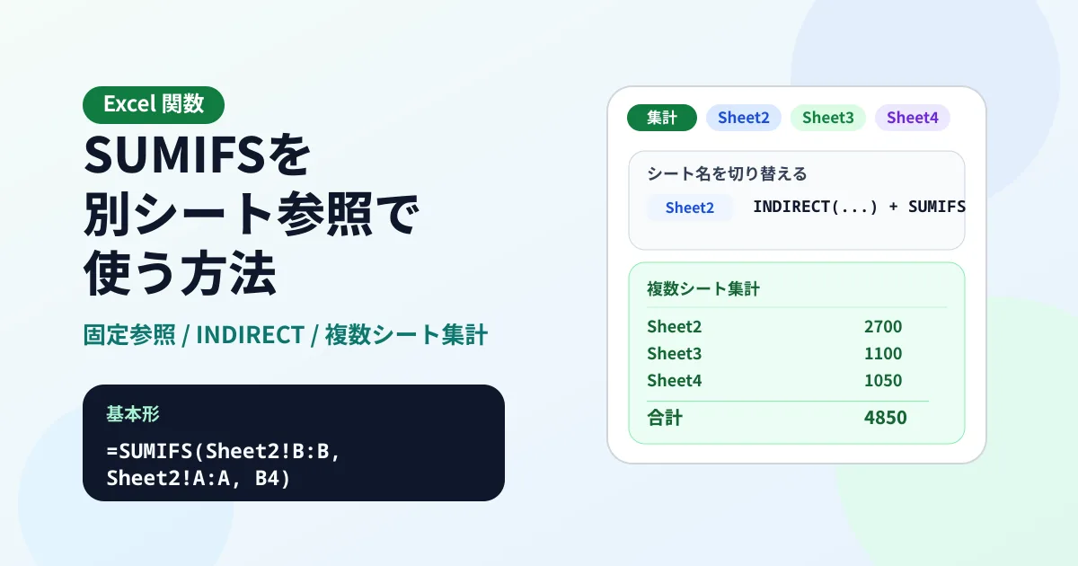 SUMIFSを別シート参照で使う方法のアイキャッチ画像